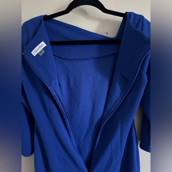 Calvin Klein Blue Regatta Foldover Sheath Dress Size 4 - Picture 6 of 11